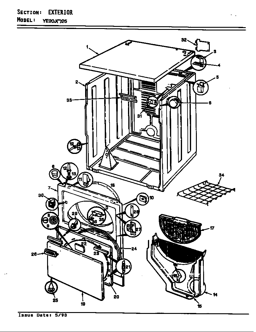 Magic Chef YE20JN25 exterior (rev. a-b) diagram