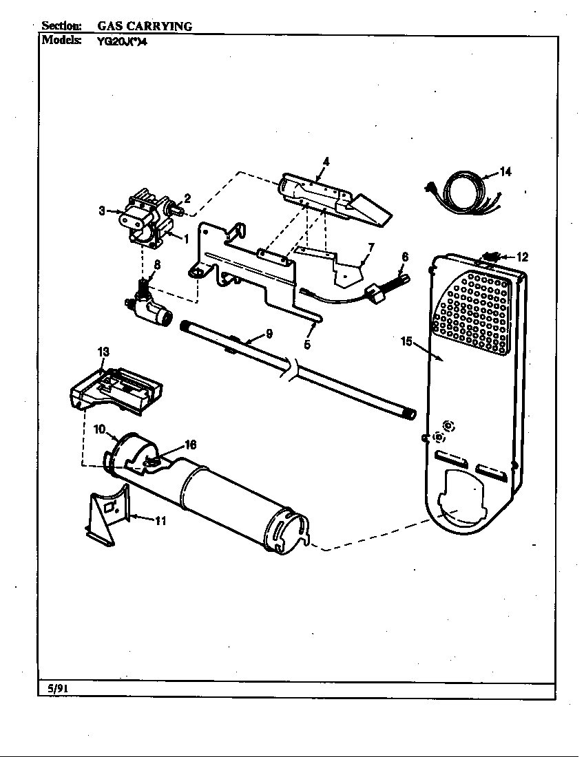 Magic Chef YG20JY4 gas carrying (rev. a-d) diagram