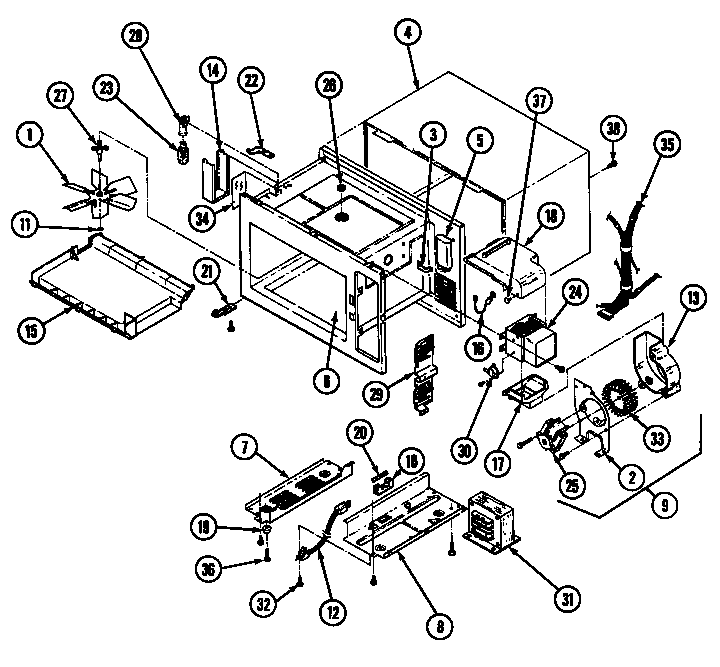 Magic Chef DM85D base & cavity (dm15h-14t) (dm15hw-14t) (dm85d) (dm86d) diagram