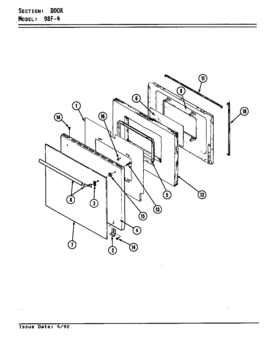 Magic Chef 98FN-4CLX-19 door (series 12) diagram