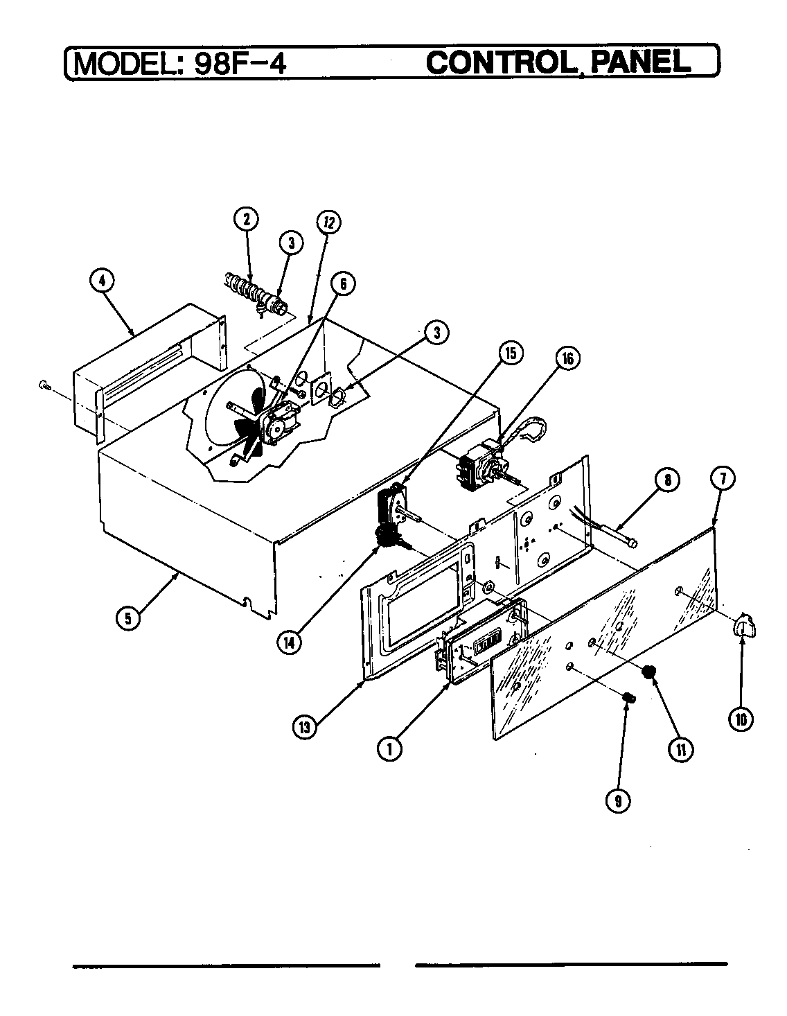 Magic Chef 98FA-4CX control panel diagram