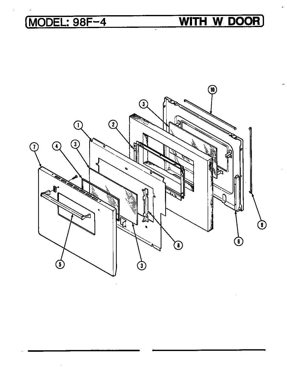 Magic Chef 98FA-4CX door (with w) (98fa-4cw) (98fn-4cw) diagram