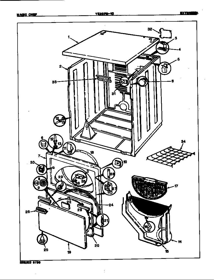Magic Chef YE20FN1C exterior (rev. a-b) diagram
