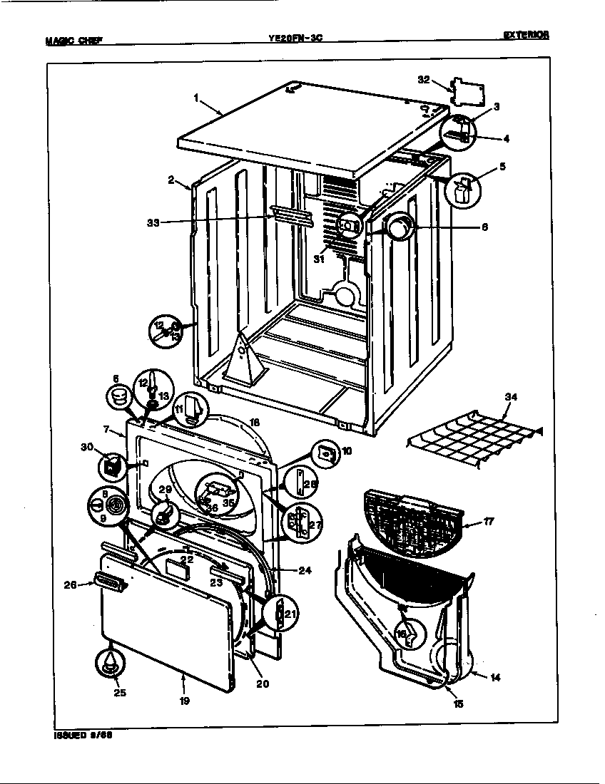 Magic Chef YE20FY3C exterior (rev. a-b) diagram