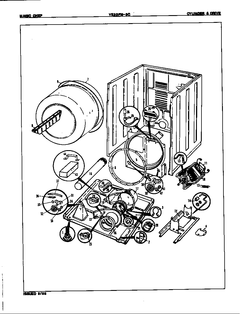 Magic Chef YE20FY3C cylinder & drive (rev. a-b) diagram