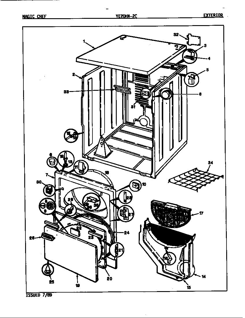Magic Chef YE20HN2C exterior (rev. a-c) diagram