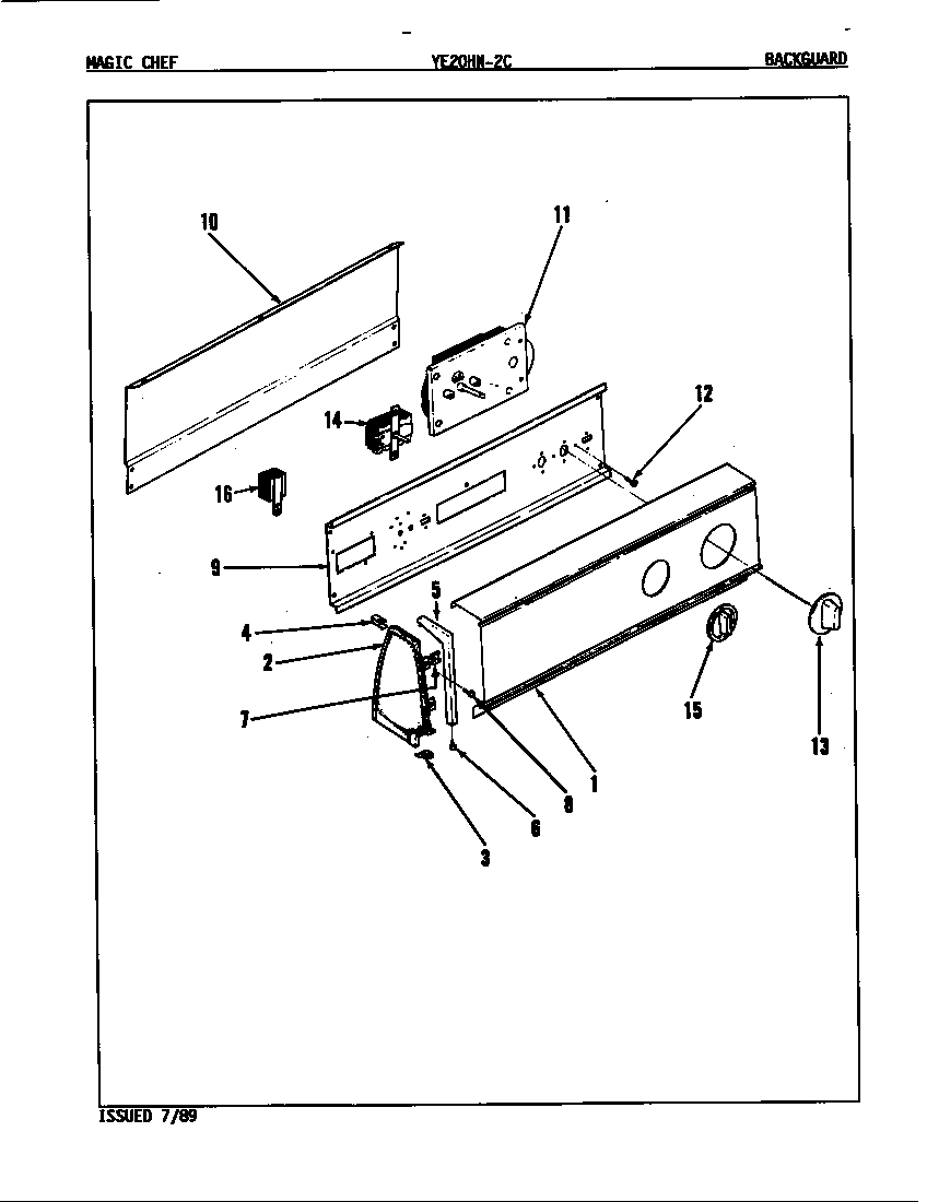 Magic Chef YE20HN2C control panel (rev. a-c) diagram