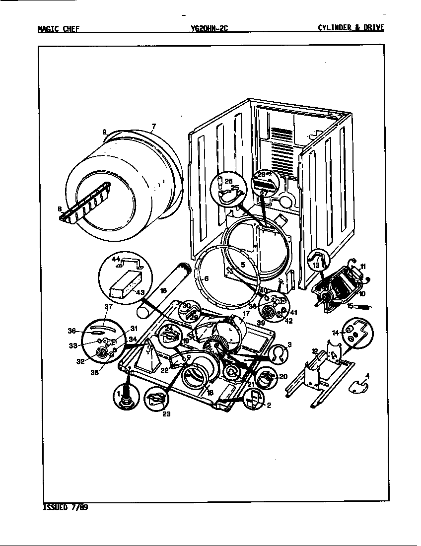 Magic Chef YG20HY2C cylinder & drive (rev. a-d) diagram