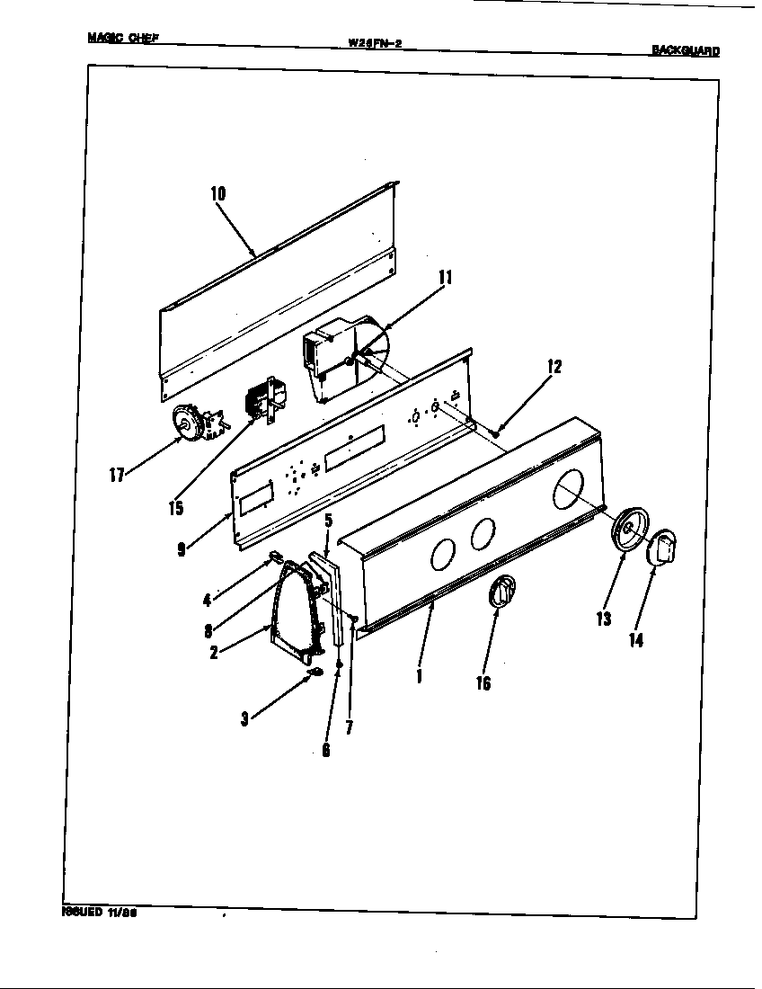 Magic Chef W26FN2 control panel (rev. a) diagram