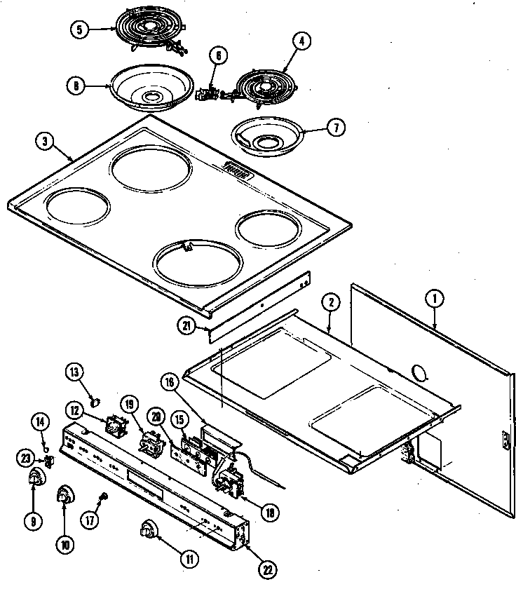 Magic Chef 6651XRS main top diagram
