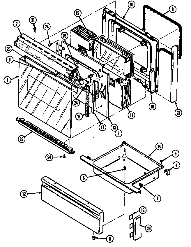 Magic Chef 6651XRS door/drawer (6551xr* & 6651xr*) (6551xra) (6551xrw) (6651xrs) diagram