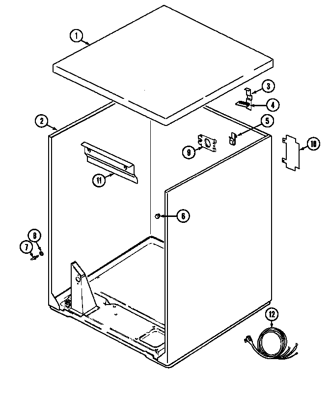 Magic Chef YE204KAC cabinet diagram
