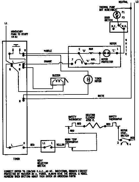 Magic Chef YE204KAC wiring information diagram