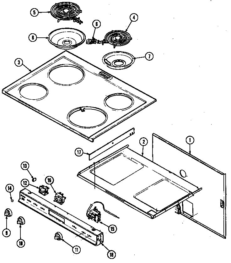 Magic Chef 6500PRA main top diagram