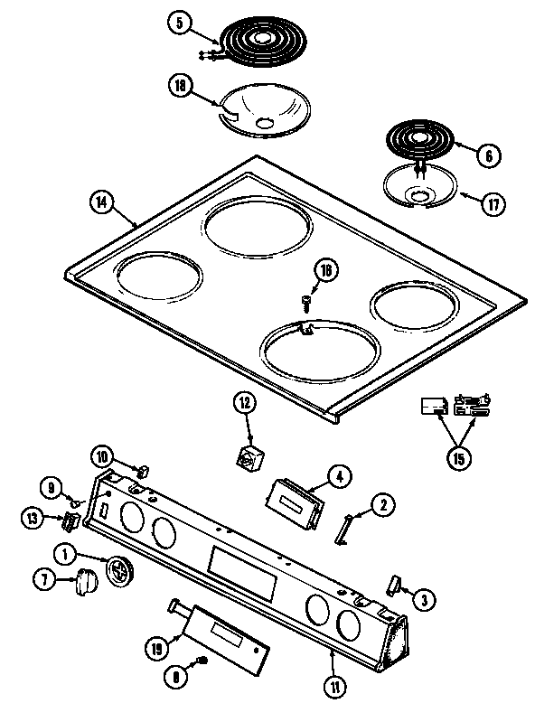 Magic Chef 6892XRW top assembly diagram