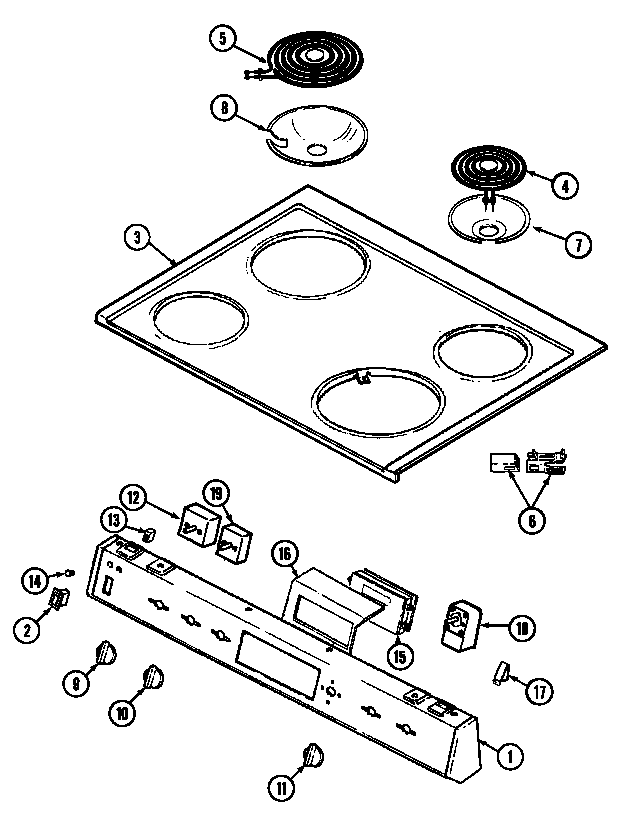 Magic Chef 6551XUB top assembly diagram