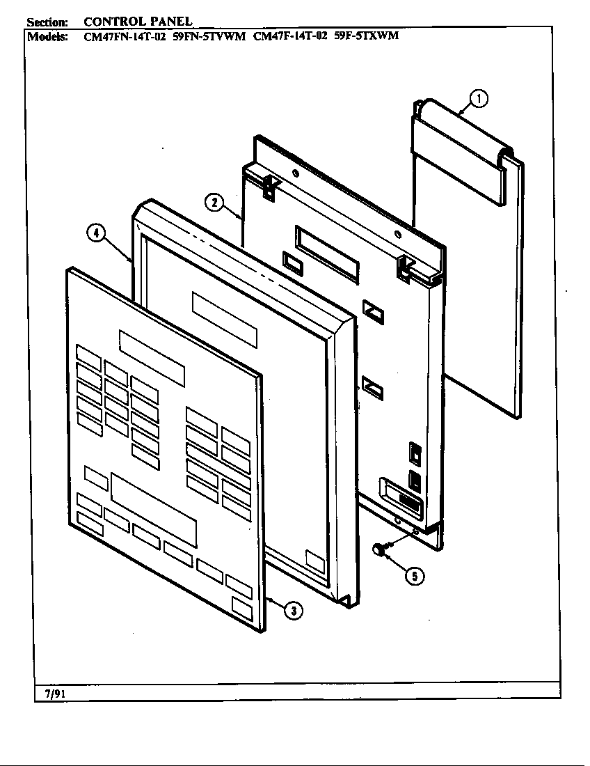 Magic Chef 59FN-5TVWM control panel (cm47f-14t-02) diagram