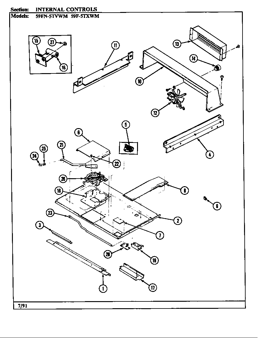 Magic Chef 59FN-5TVWM internal controls diagram