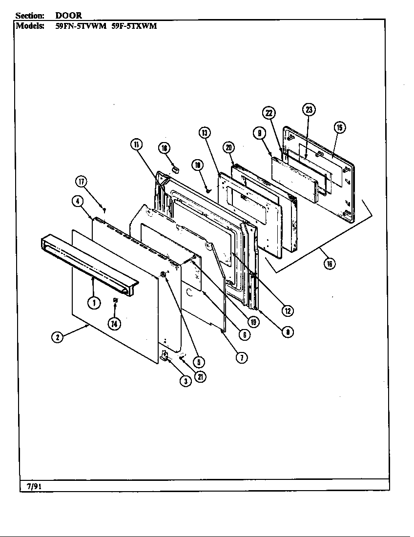 Magic Chef 59FN-5TVWM door diagram