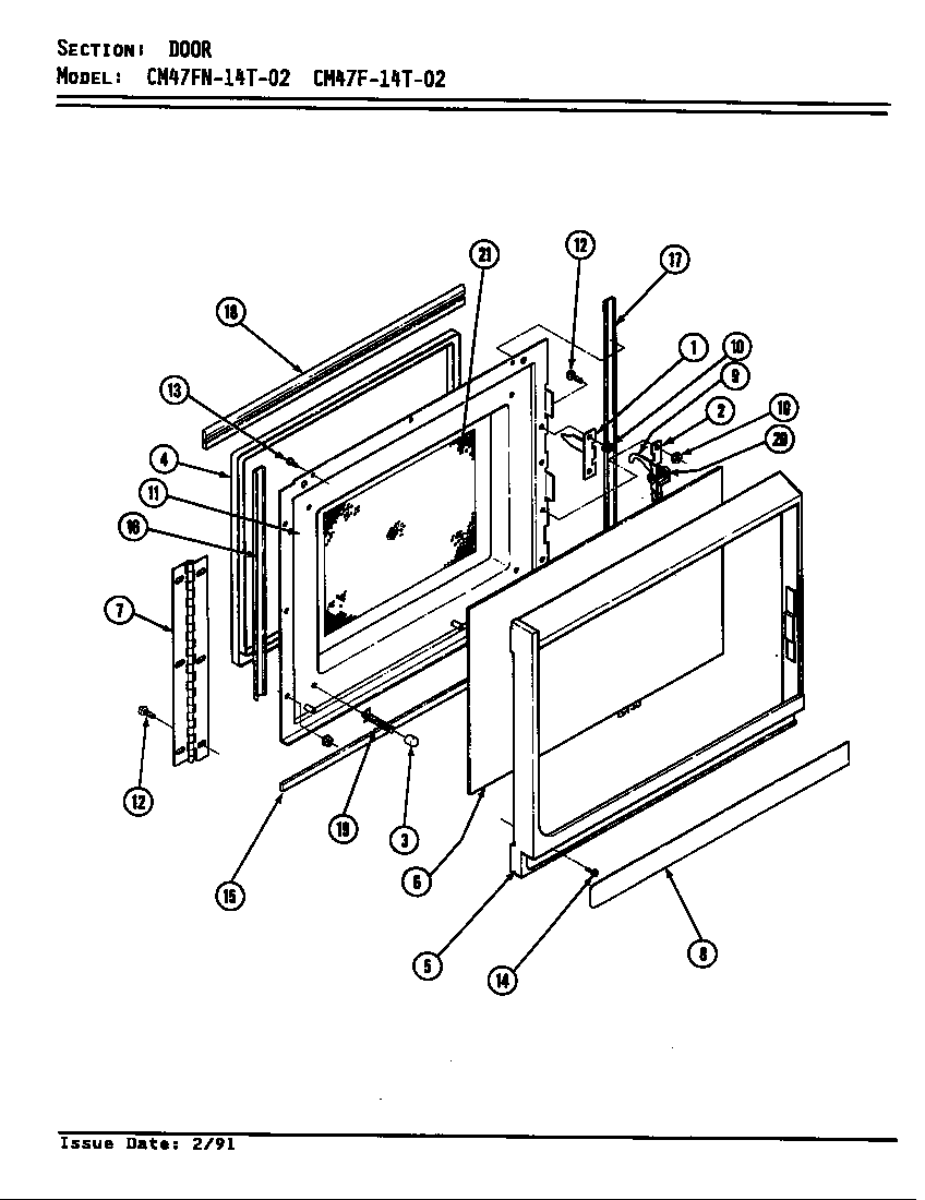 Magic Chef 59FN-5TVWM door parts (cm47f-14t-02) diagram