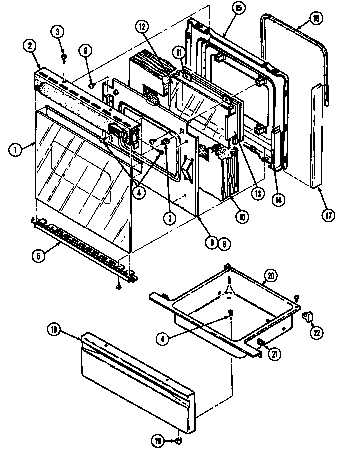 Magic Chef 3542XRA door/drawer diagram