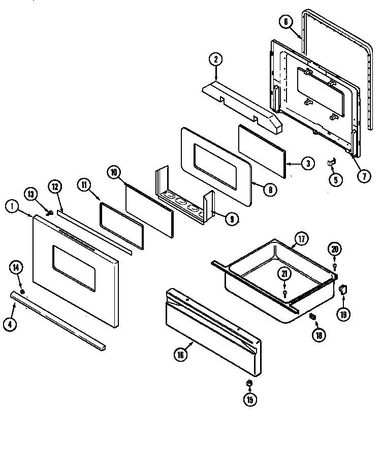 Magic Chef 3521WRV door/drawer (series 45) diagram