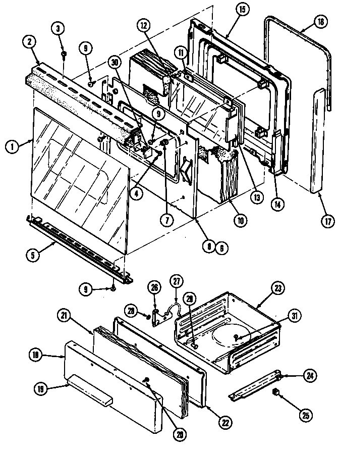 Magic Chef 3167XUW-X door/drawer diagram