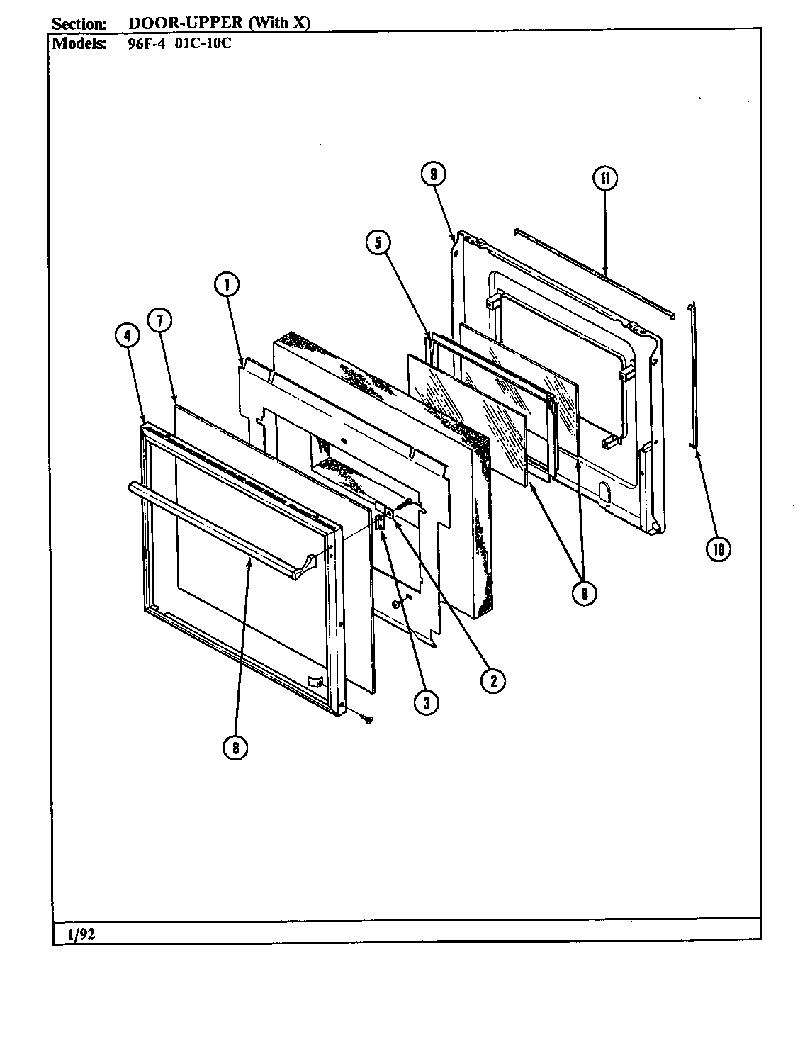 Magic Chef 96FA-4CLX door-upper (ser. 1-10) diagram