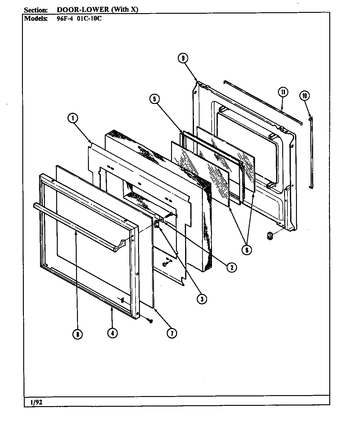 Magic Chef 96FA-4CLX door-lower (ser. 1-10) diagram