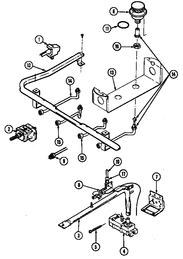 Maytag G3227XRAM3 gas controls diagram