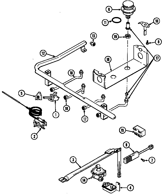 Magic Chef 3267XUA gas controls diagram