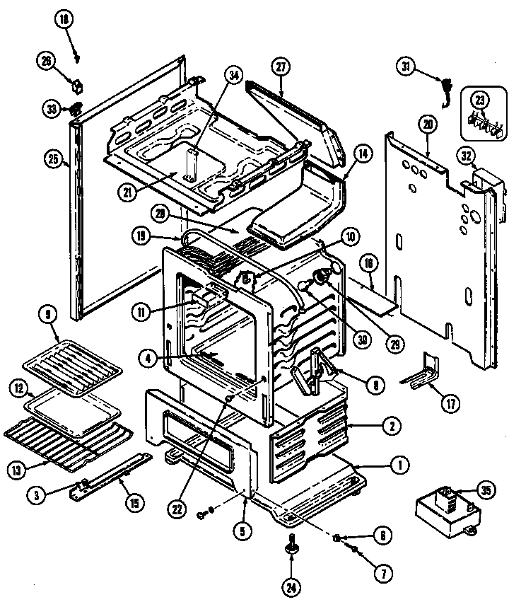 Maytag G3227XRW-3 body/oven diagram