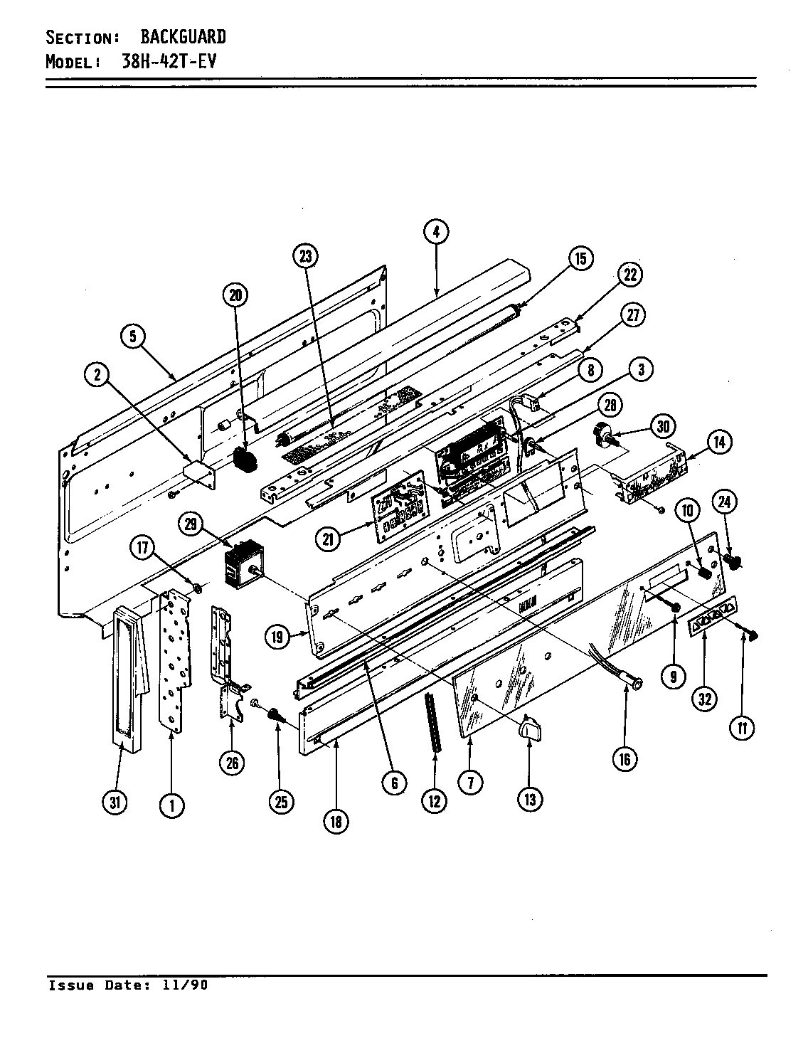 Magic Chef B38HN-42TVW-EV control panel diagram