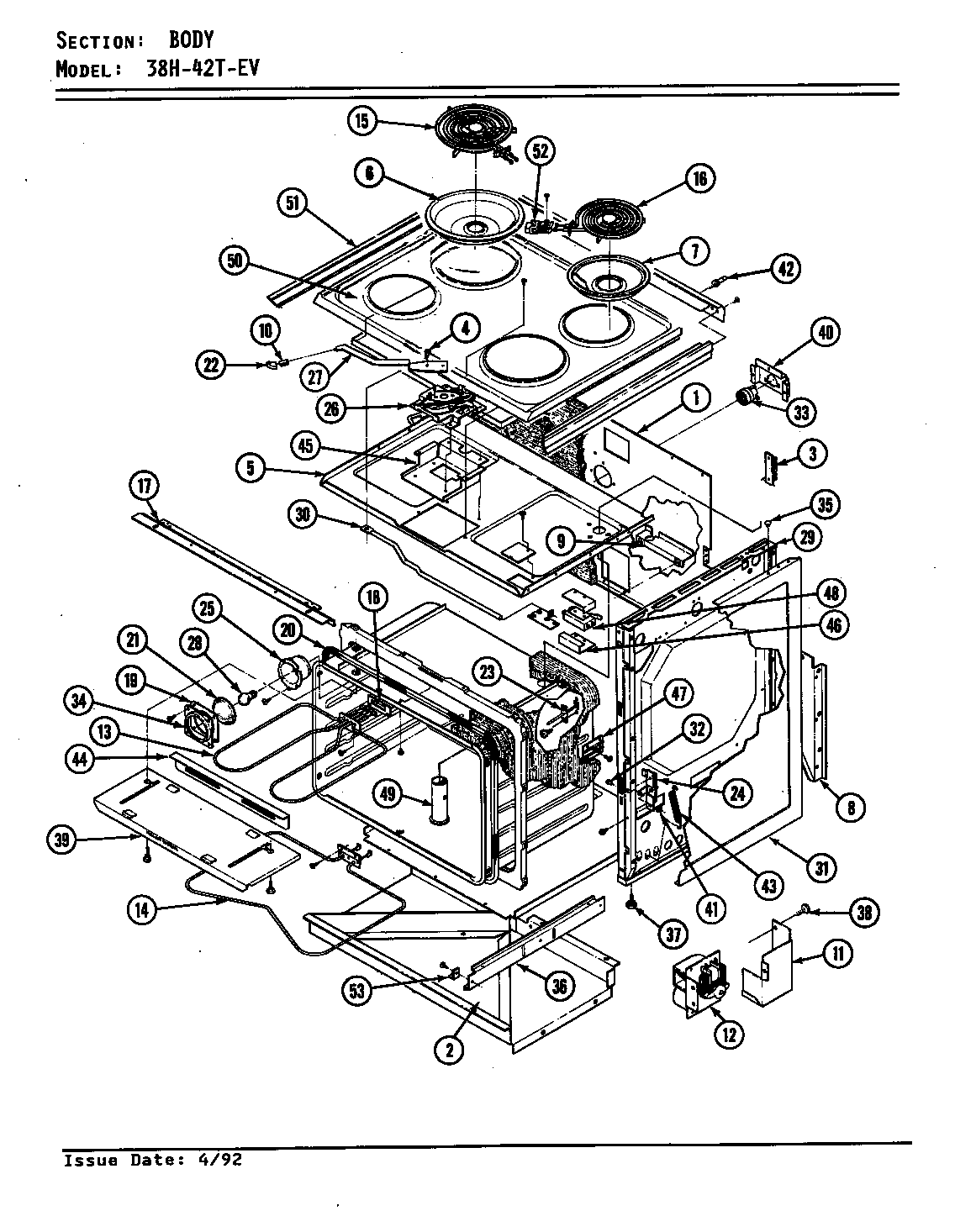 Magic Chef B38HN-42TVW-EV body diagram