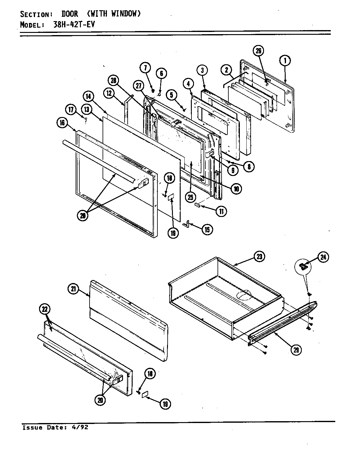Magic Chef B38HN-42TVW-EV door/drawer diagram