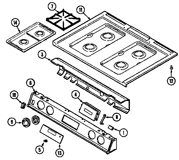 Magic Chef 7498VTV top assembly diagram
