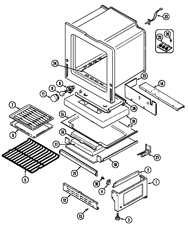 Magic Chef 7498VTV oven/base diagram