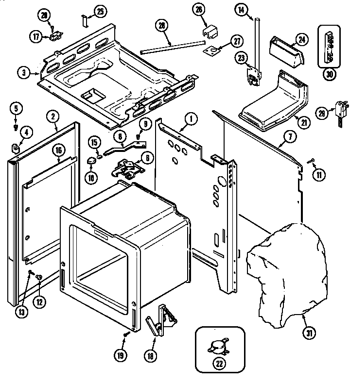 Magic Chef 7498VTV body diagram