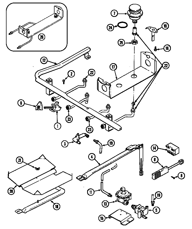 Magic Chef 7498VTV gas controls diagram