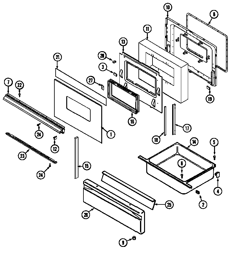 Magic Chef 7498VTV door/drawer diagram
