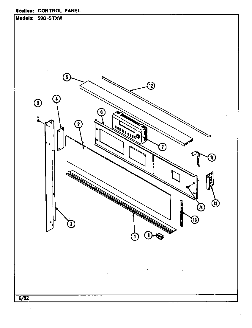 Magic Chef 59G-5TXW control panel (with tx) (59g-5txw) diagram