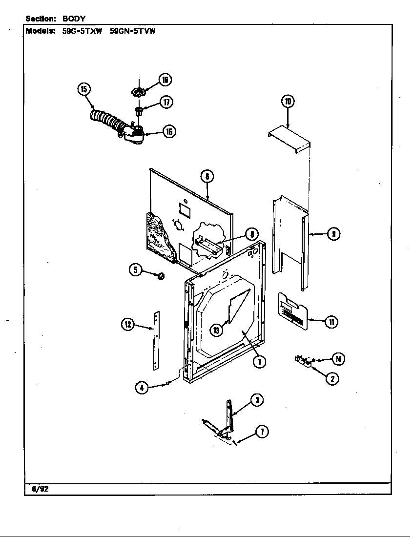 Magic Chef 59G-5TXW body diagram