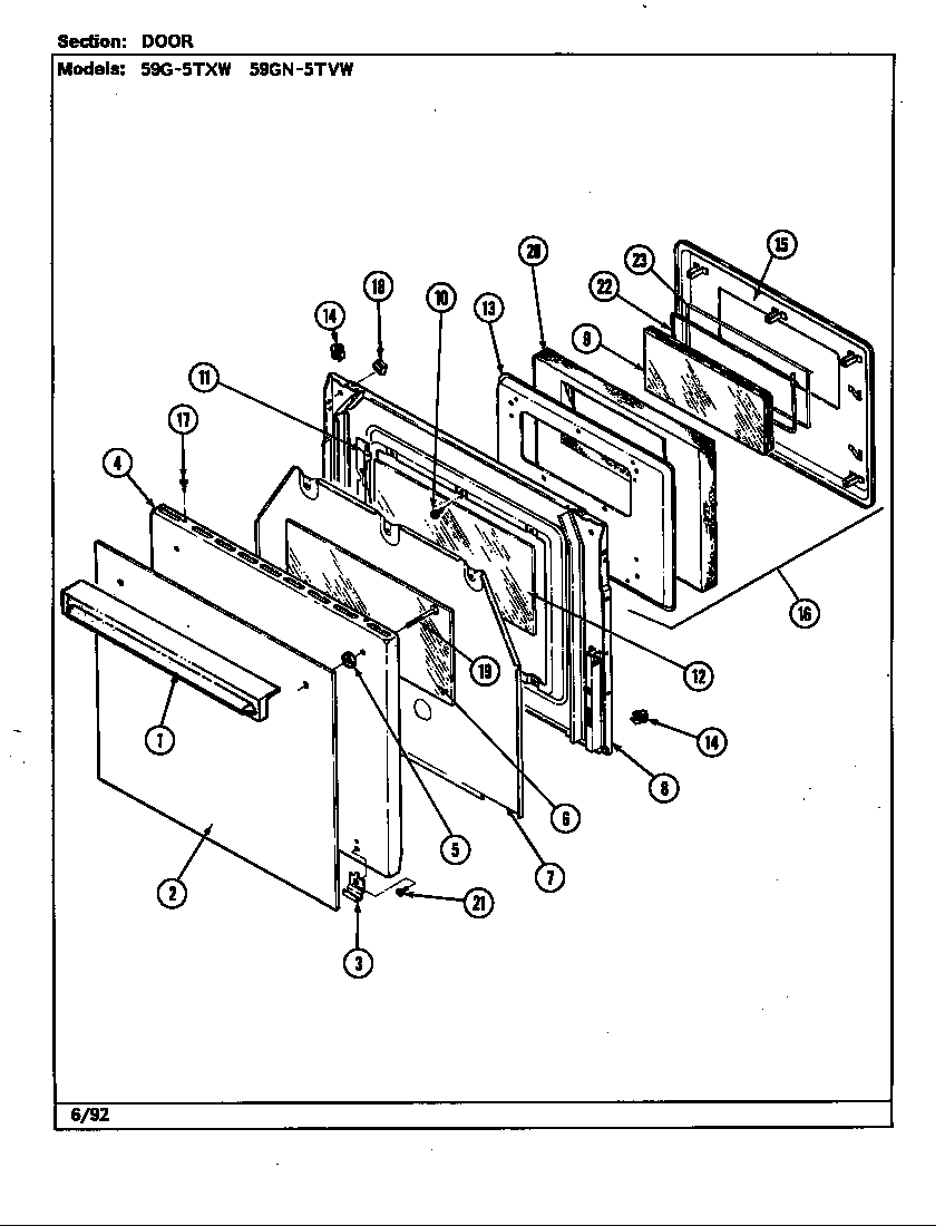 Magic Chef 59G-5TXW door diagram
