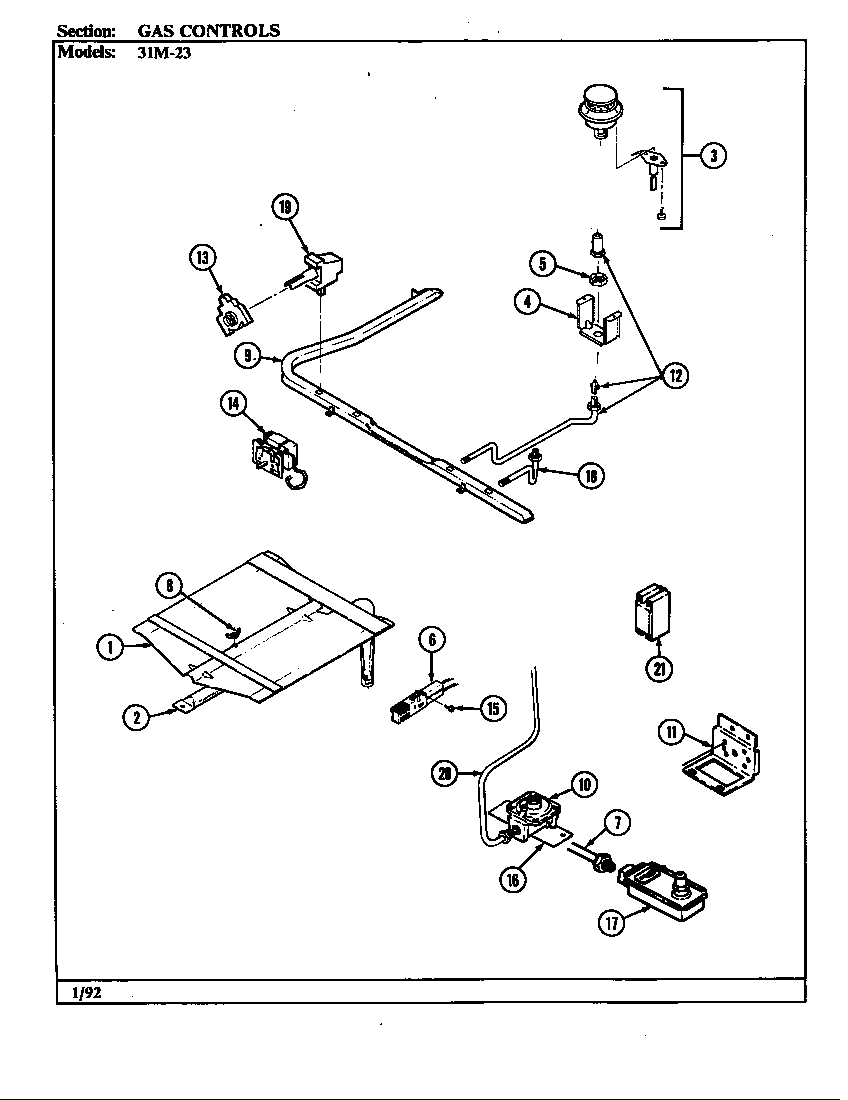 Magic Chef 31MN-23KX-ON gas controls diagram