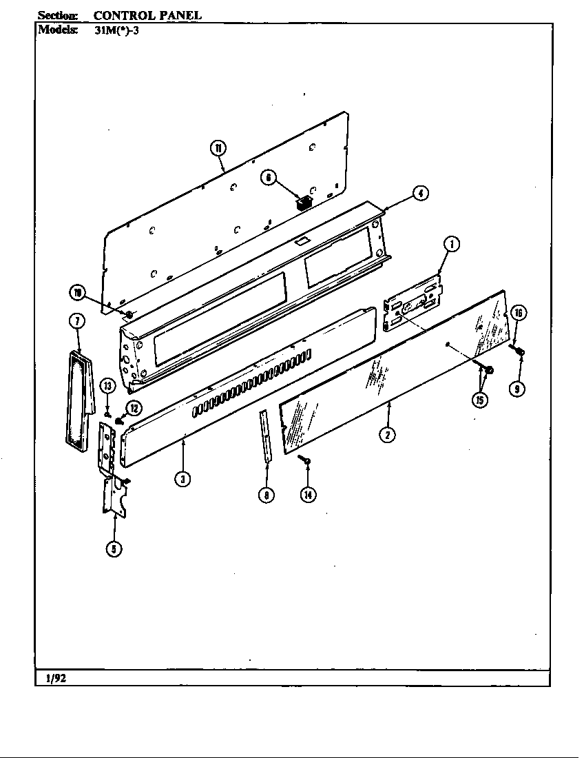 Magic Chef 31MN-3KX control panel diagram