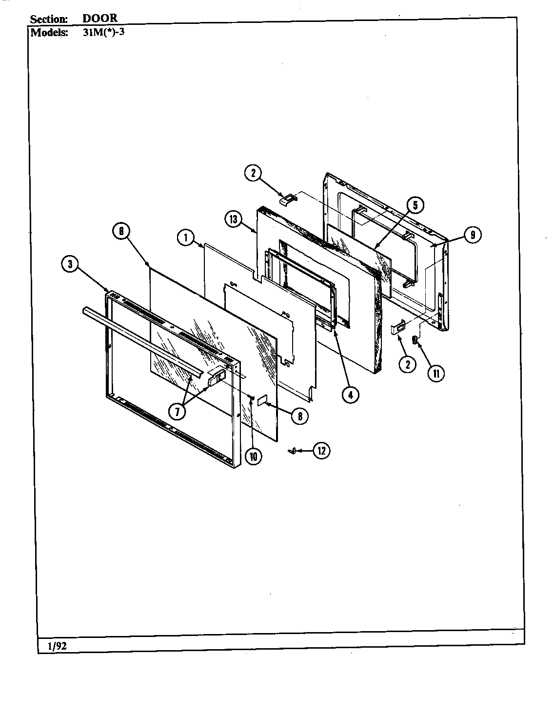 Magic Chef 31MN-3KX door diagram