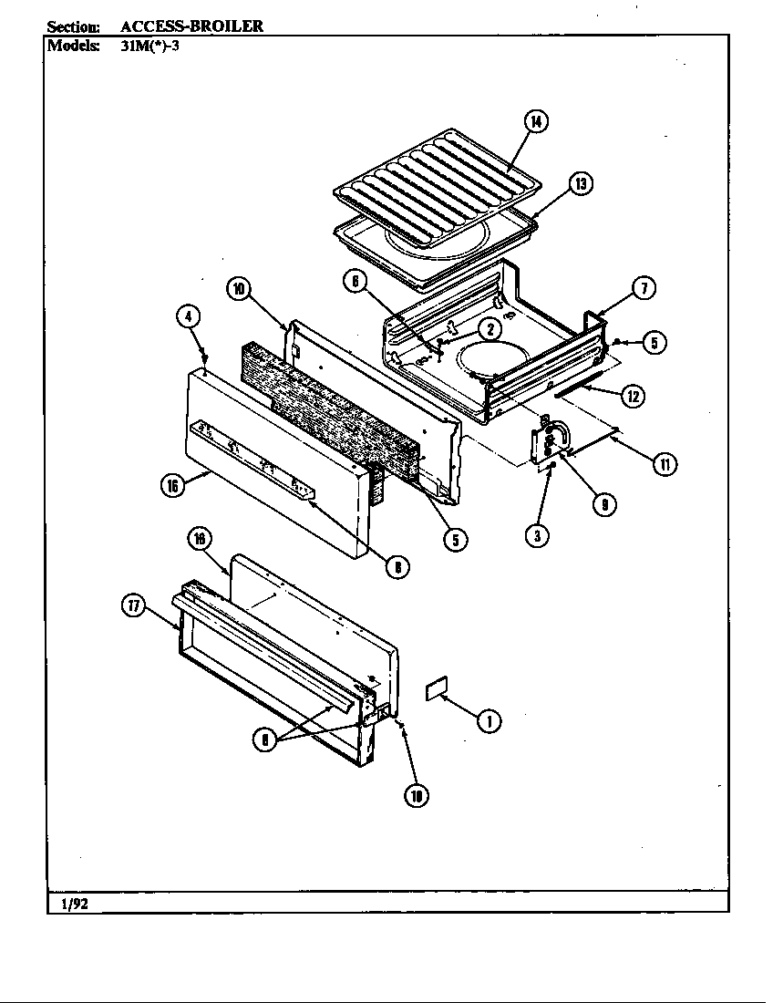 Magic Chef 31MN-3KX access drawer diagram