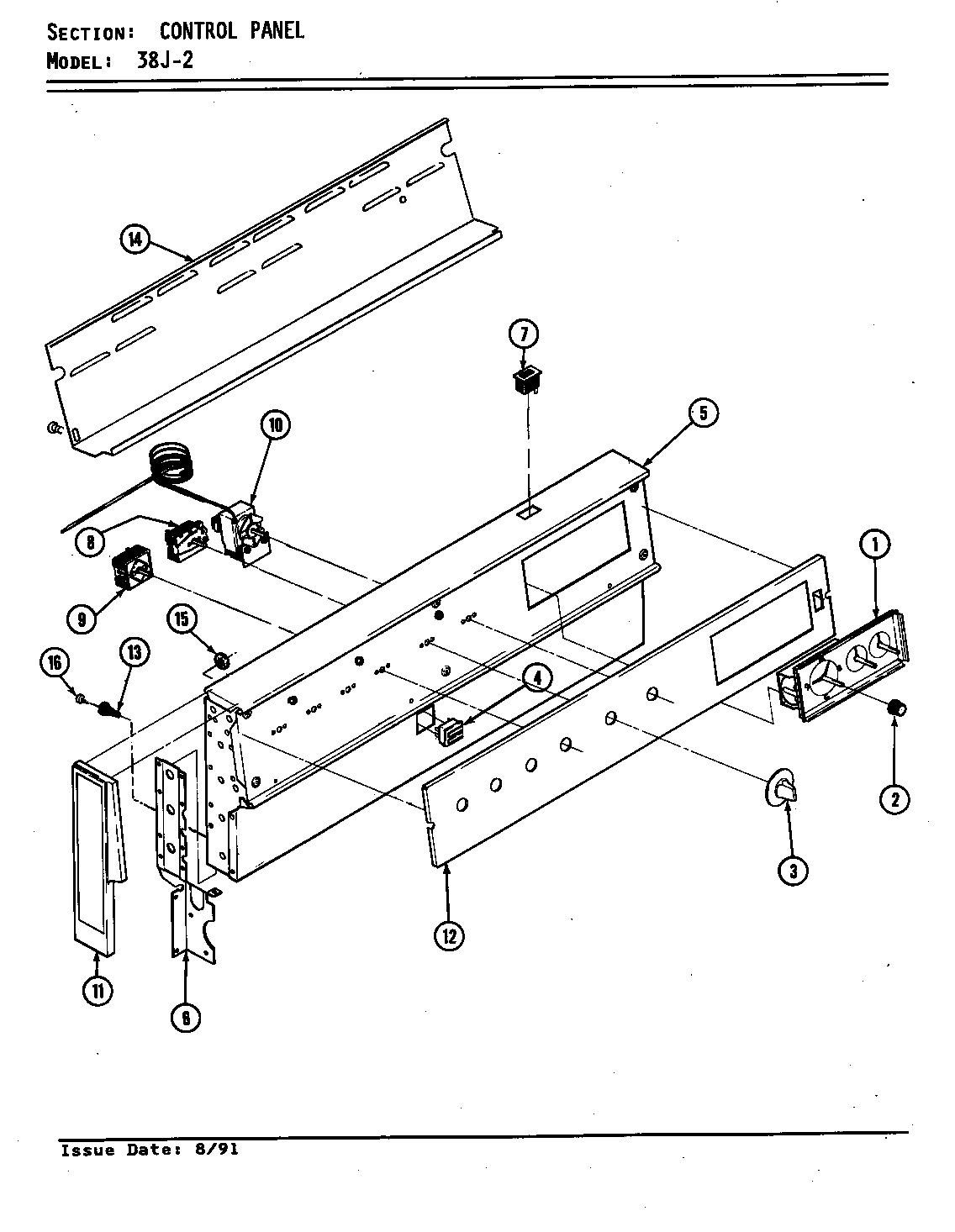 Magic Chef 38JN-2CXW-ON control panel diagram