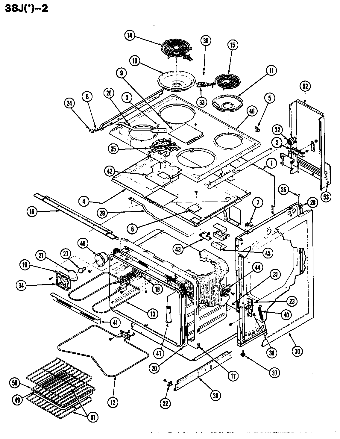 Magic Chef 38JN-2CXW-ON body diagram