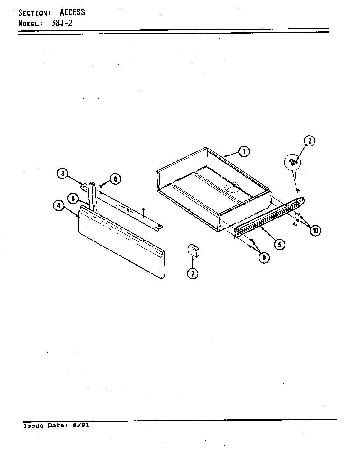 Magic Chef 38JN-2CXW-ON access drawer diagram